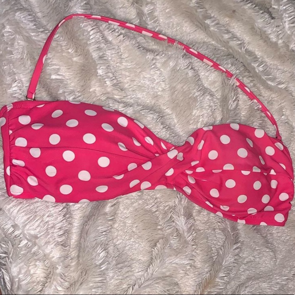 Pink Polka Dot Bikini Top